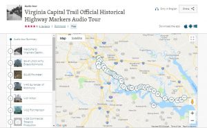 Screenshot of the IZI Travel app Capital Trail Highway Marker Audio Tour