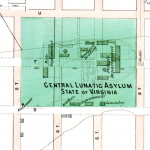 1877 map shows original location of "Lunatic Asylum." outside of Richmond.