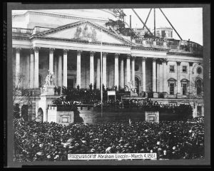 Inauguration of Abraham Lincoln on March 4, 1861, image courtesy of Library of Congress