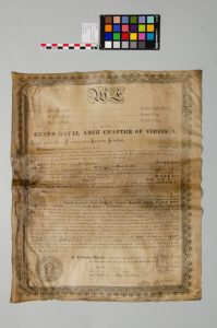 Grand Arch Charter form on parchment. Image courtesy of the Department of Historic Resources